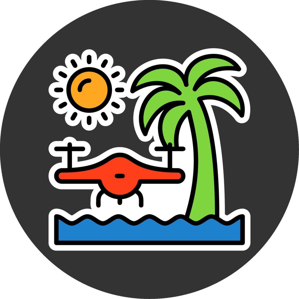 Beach drone photography Minimal filled Grey Circle Icon vector
