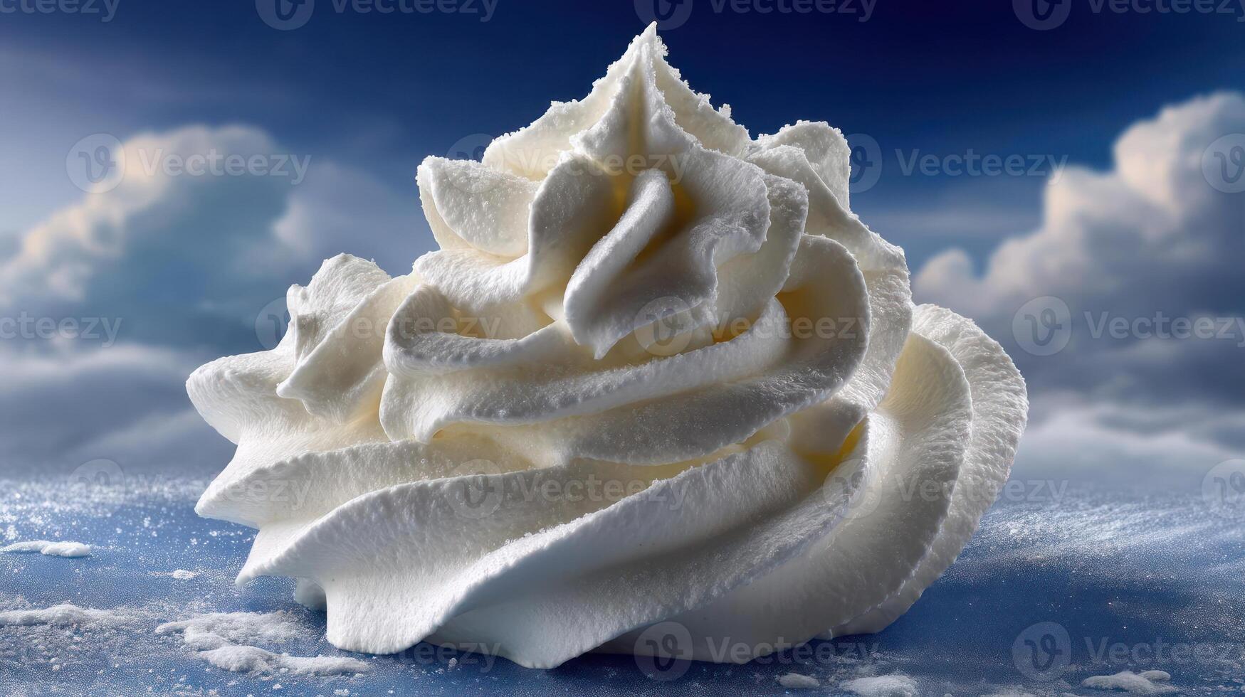 Close-up of whipped cream resembling a snowdrift. photo