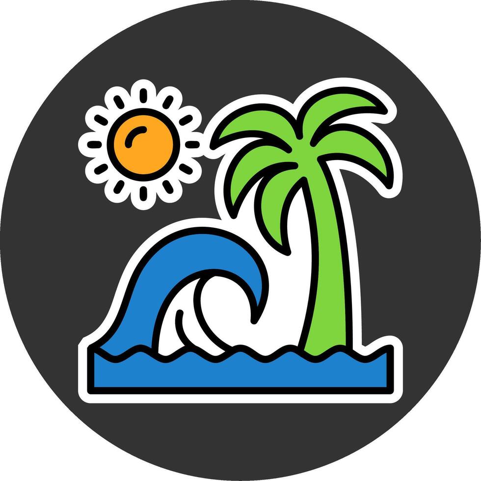 Beach Waves Minimal filled Grey Circle Icon vector
