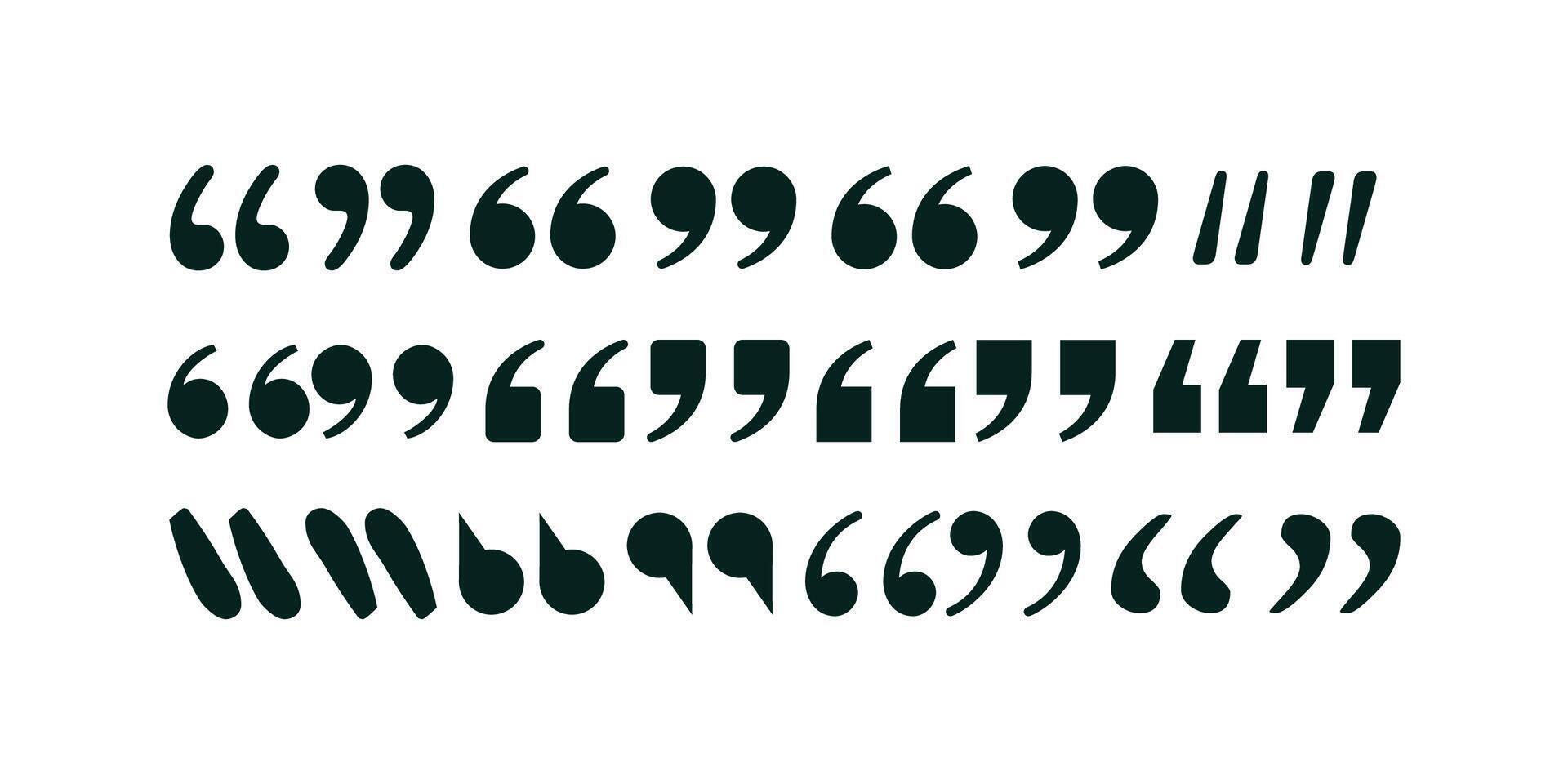 Creative Quotation Marks Unique Styles for Text and Design Enhancements, letters and numbers, set of numbers vector
