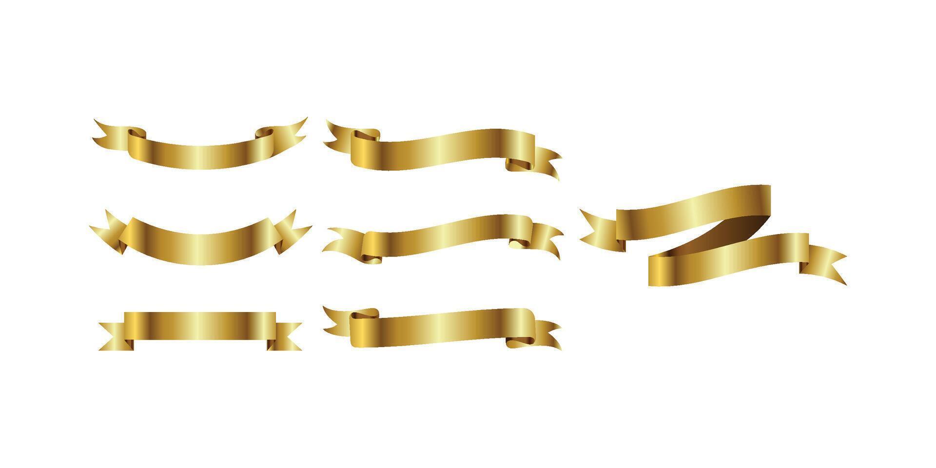 luxurious collection of golden ribbon banners in various shapes and styles ideal for awards, labels, invitations, premium branding and celebratory design projects vector