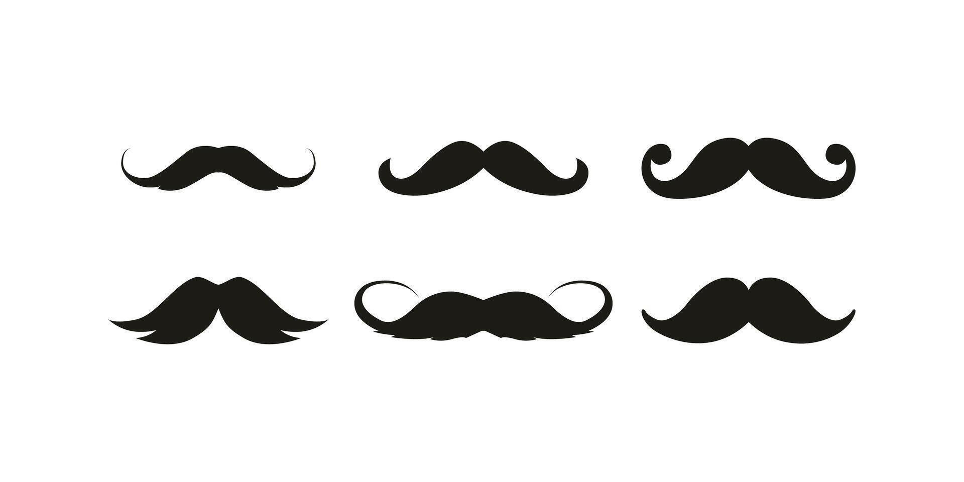Unique collection of mustache illustrations in various styles and shapes for barbershop, retro, vintage, and gentleman themed graphic design projects vector