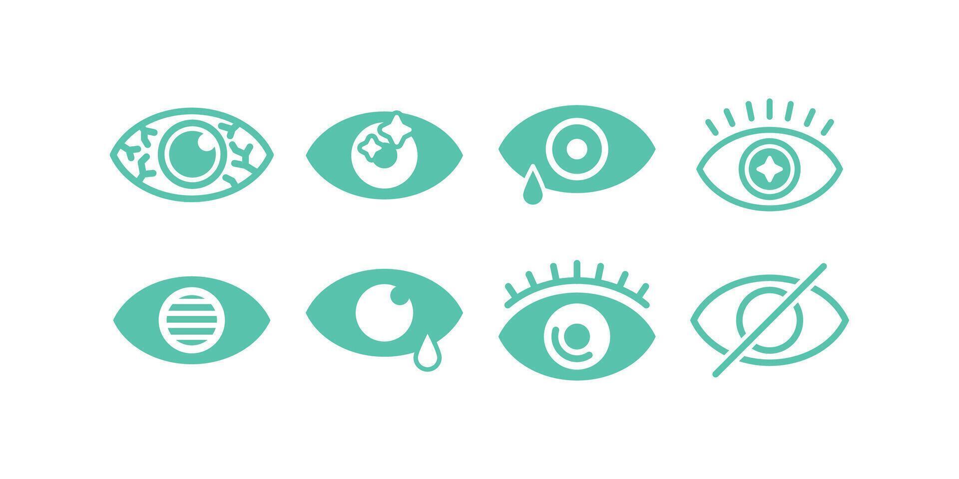 collection of human eye icons in various styles, perfect for medical graphics, vision-related designs, surveillance interfaces, and biometric identification projects vector