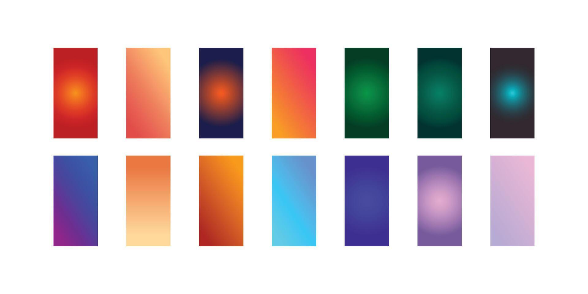 Extensive set of bright vibrant gradients for eye-catching design use in digital presentations websites and printed branding elements with smooth visual appeal vector