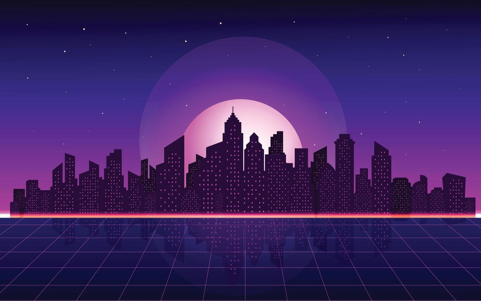 City skyline silhouette at dusk vector