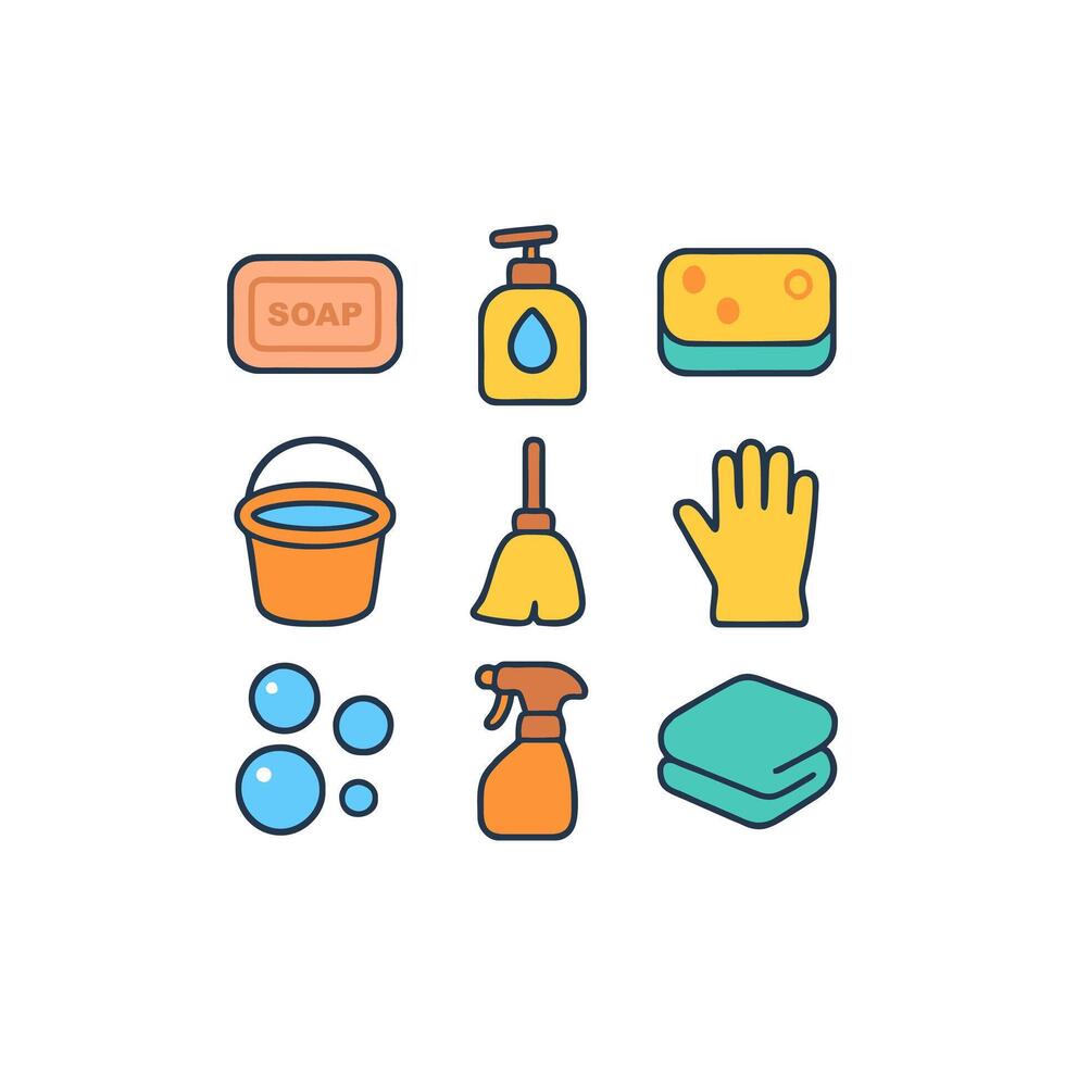 Cleaning supplies illustration with icons vector
