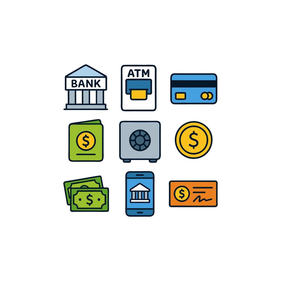Banking icons for financial services vector