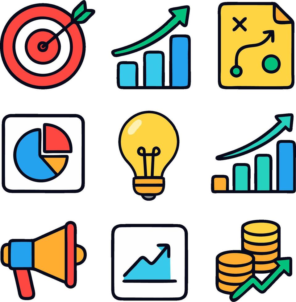 Business strategy and analytics icons vector
