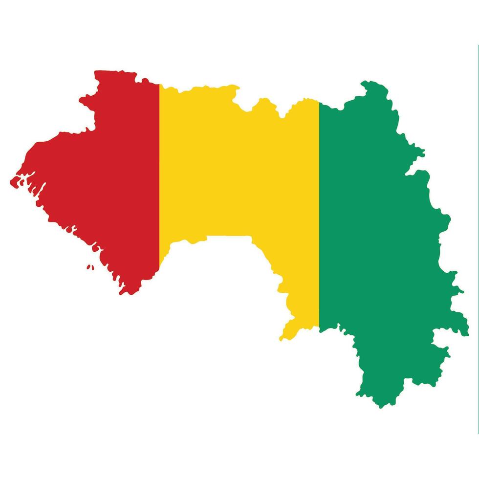 Guinea map with flag. Map of Guinea with national flag. vector