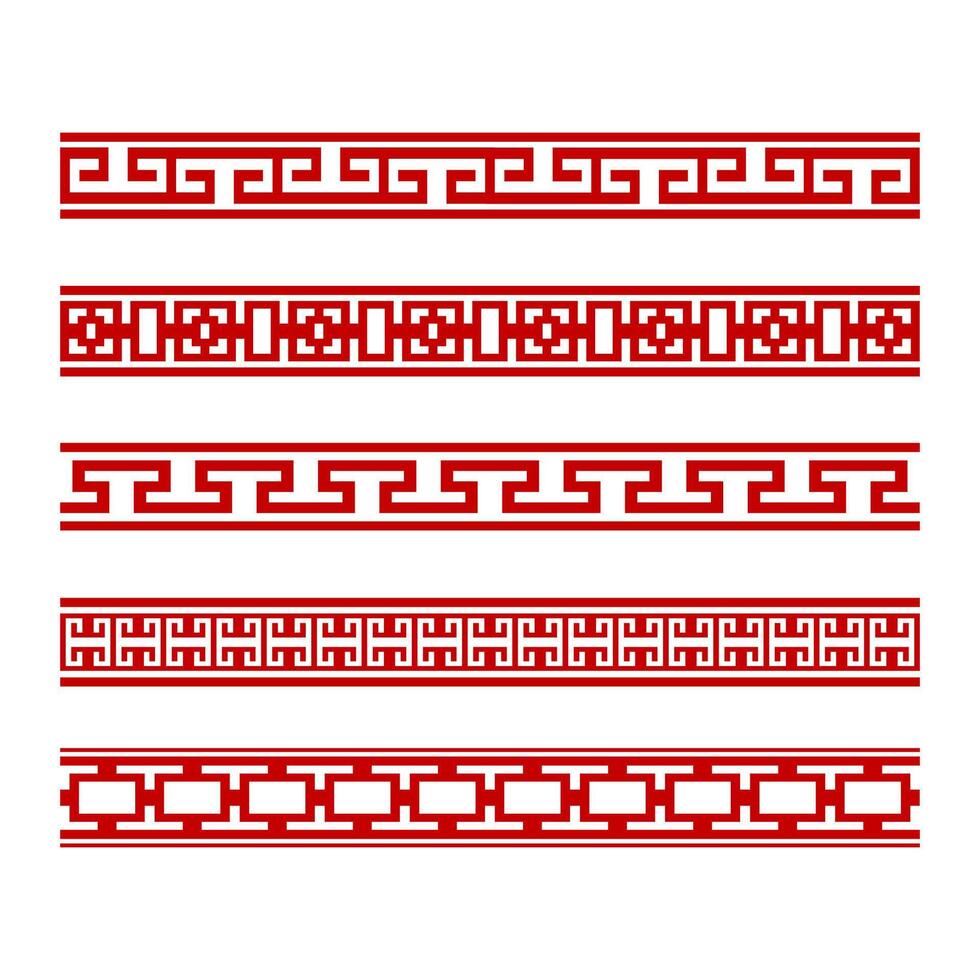 Isolated Border design in Asian style, Chinese, Japanese graphic elements for Decoration on Banner and Greeting card, Chinese new year illustration, Clip art, Editable stock vector