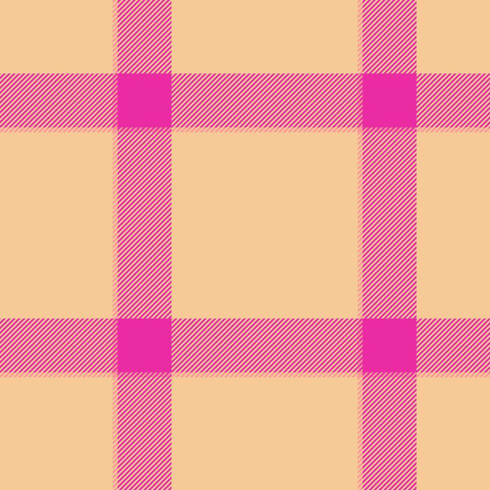 Stylish plaid pattern featuring fuchsia stripes on a warm beige background. Versatile design for backgrounds, textiles, and creative projects. vector