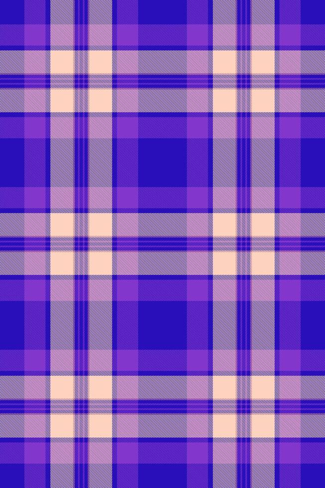 Vibrant purple and peach plaid pattern. Perfect for textile design, website backgrounds, or fashion projects. This seamless texture evokes a sense of warmth and sophistication. vector