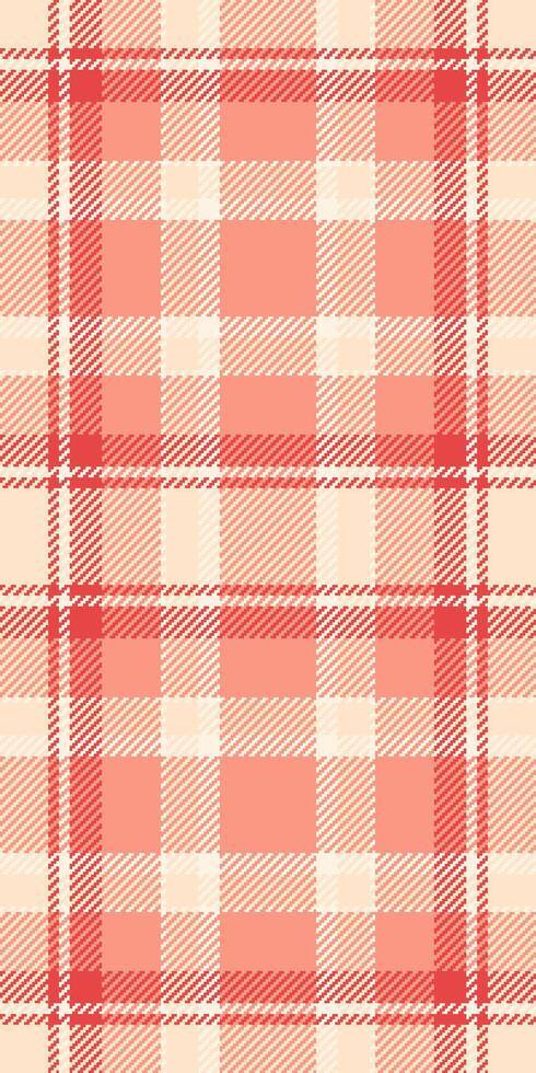 Vibrant coral and cream plaid pattern. Perfect for textile design, fashion, backgrounds, or website design. This seamless texture offers a cheerful, classic aesthetic with a modern touch. vector