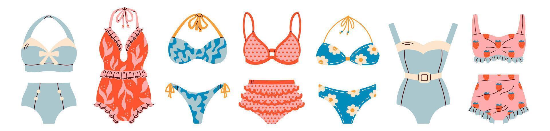 Colorful summer swimwear collection vector