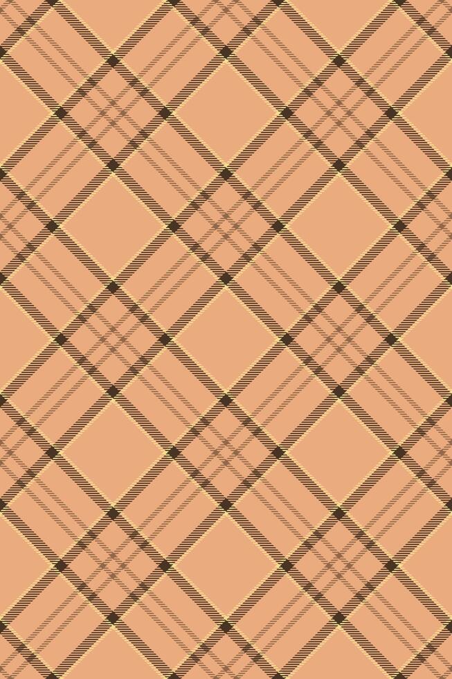 Elegant peach and brown plaid pattern. Perfect for textile design, website backgrounds, or crafting projects. Subtle yet sophisticated, this seamless texture evokes warmth and comfort. vector