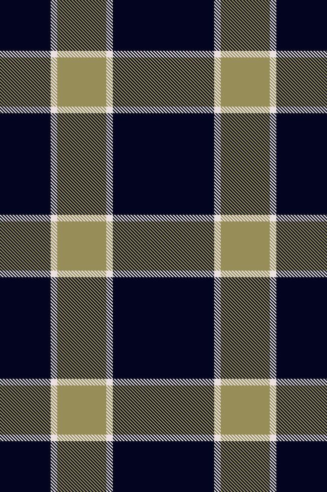 Elegant navy, olive, and white plaid pattern. Perfect for textile design, fashion, or website backgrounds. This seamless texture evokes a classic, sophisticated style. vector