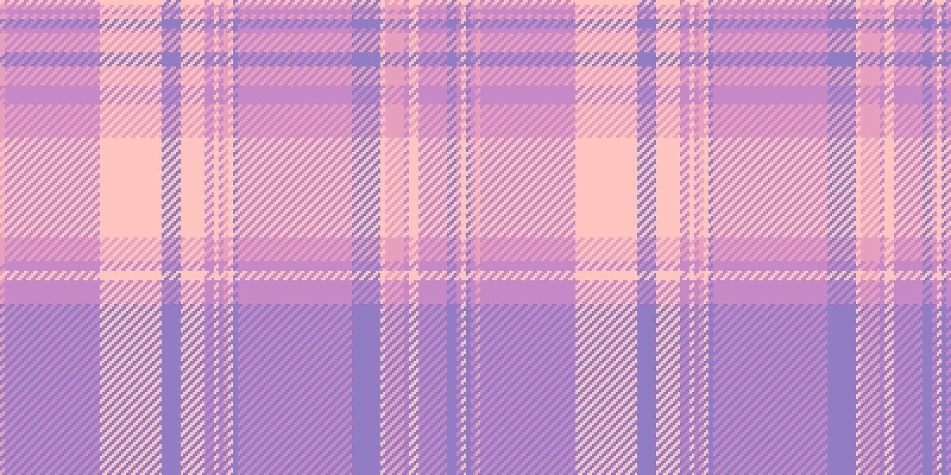 Soft pastel plaid pattern in shades of lilac, lavender, and peach. Perfect for textile design, fashion, websites, and branding. This delicate, seamless texture evokes a sense of calm and femininity. vector