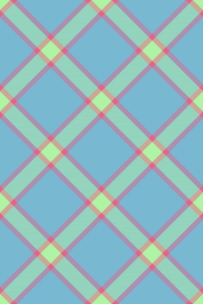 Kid background fabric , expressive pattern textile check. Trousers texture tartan seamless plaid in cyan and green colors. vector