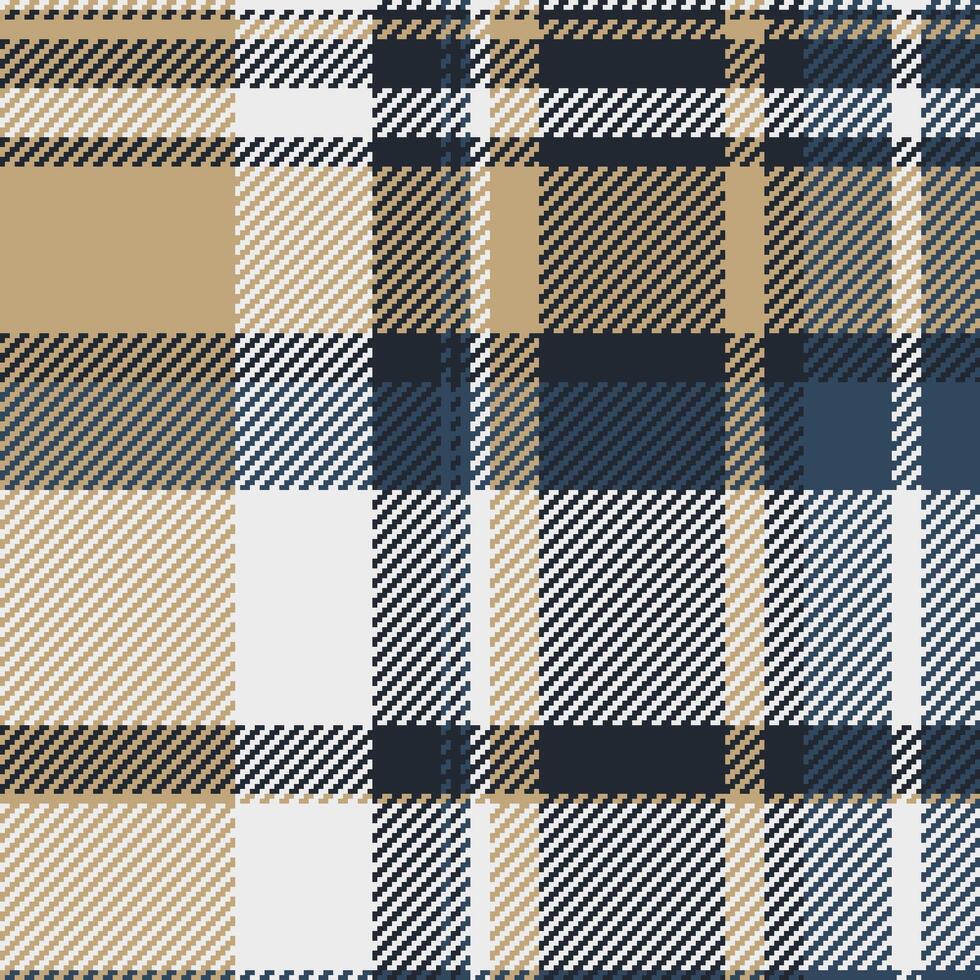 Stylish beige, navy, and white plaid pattern. Perfect for textile design, apparel, home decor, or website backgrounds. This seamless texture evokes a classic, sophisticated aesthetic. vector