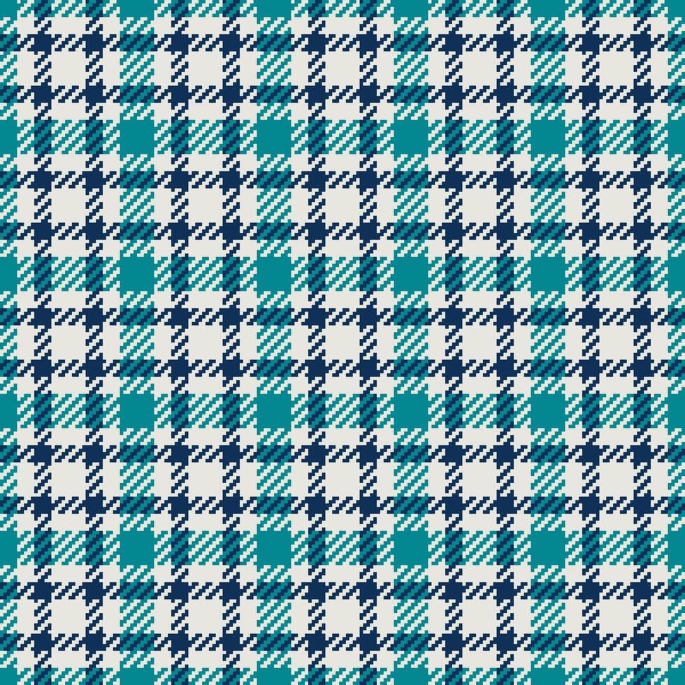 Seamless plaid pattern with textured teal, dark blue, and offwhite hues. Classic design ideal for textile, fashion, or background applications, adding depth and style. vector