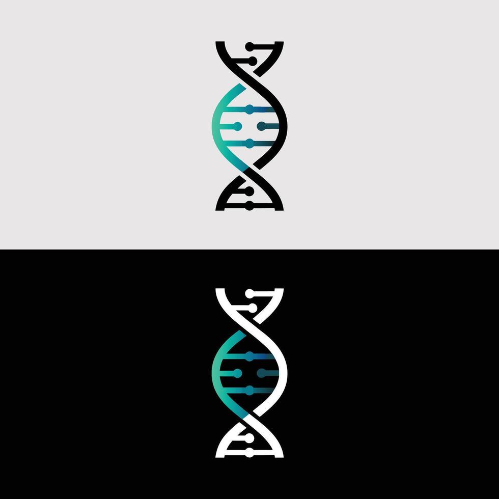 Dna helix illustration for medical science genetic research and biotechnology logo design 100 vector