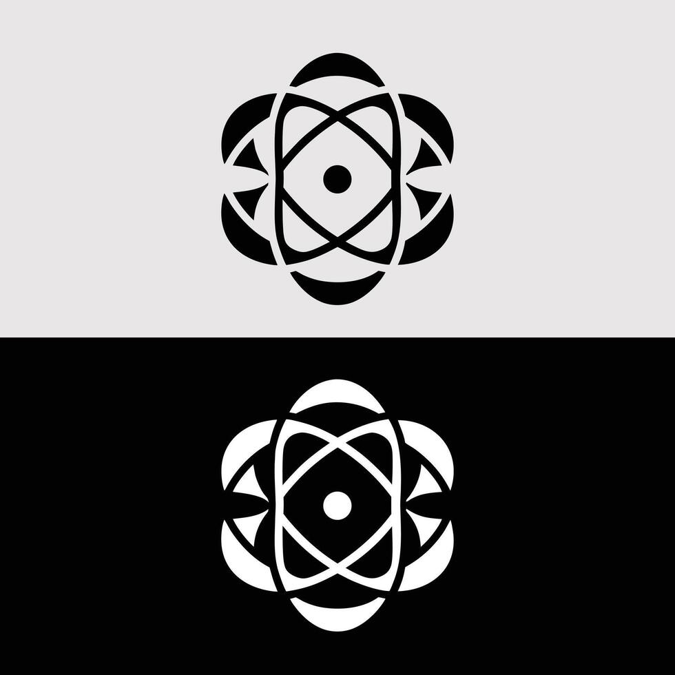 Atom science logo graphic design element physics chemistry icon symbol illustration artwork 3d model vector