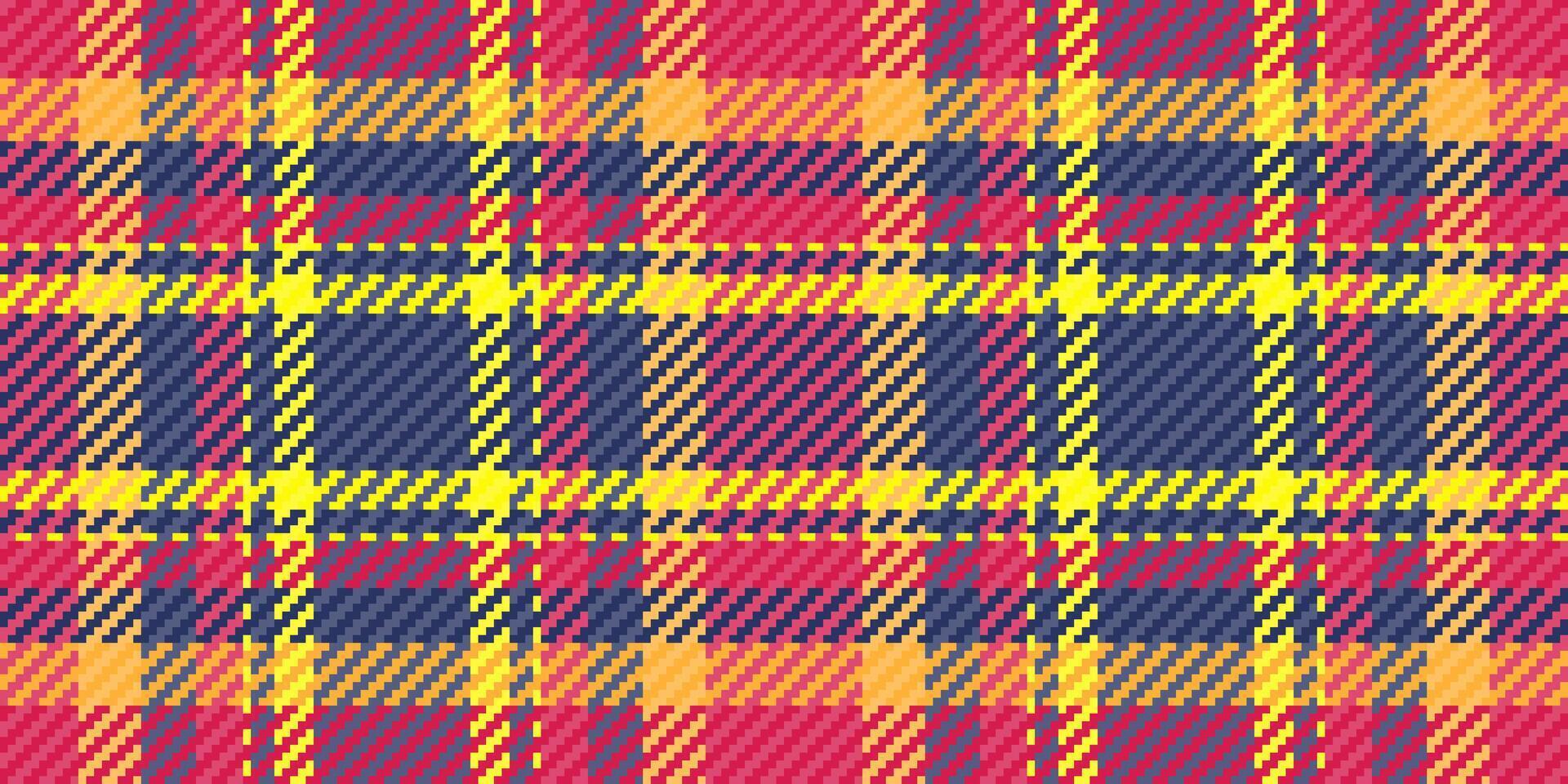 Vibrant, repeating plaid pattern in bold red, yellow, and navy. Perfect for textile designs, website backgrounds, or crafting projects. vector