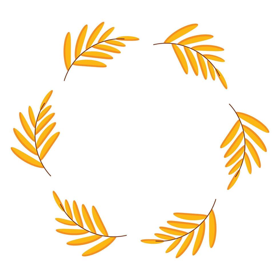 round frame, a wreath of yellow autumn leaves on a white background. vector
