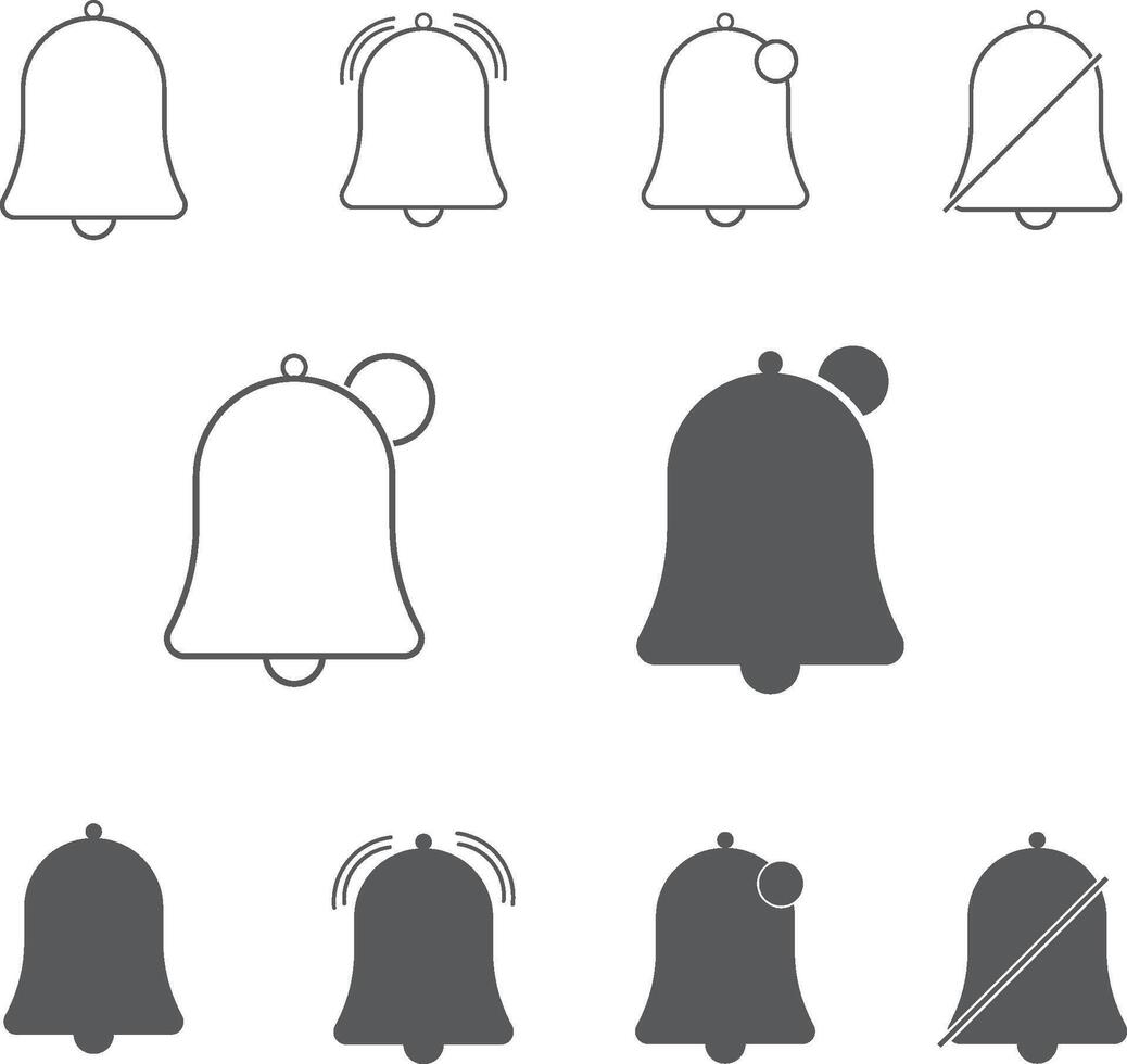 Notification and Alarm Icons set design. Flat and Outlined Icons Set for Buttons, Web Interface. vector