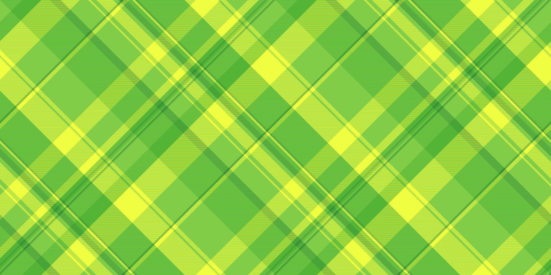 Green and yellow plaid pattern creating an abstract, vibrant, and modern background. Perfect for fabric design, seasonal themes, or as a fresh, textured backdrop. vector