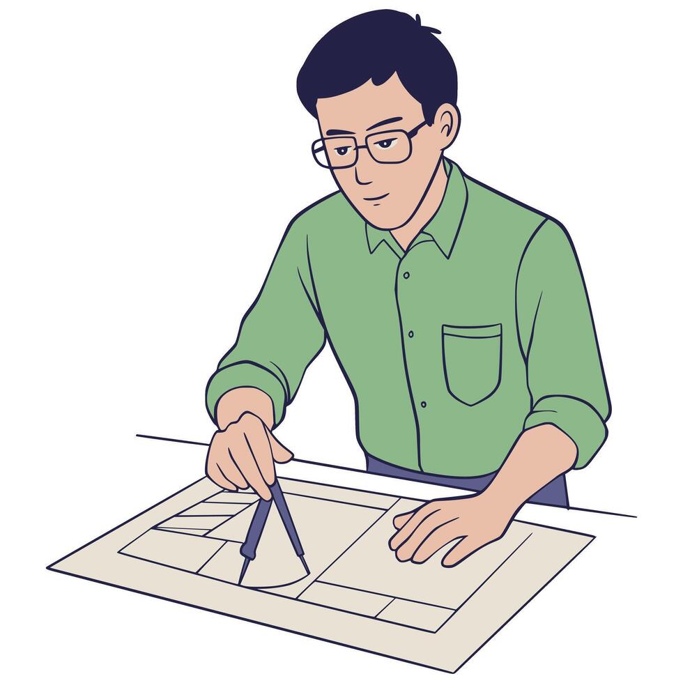 Working Architect Character Businessman Illustration vector