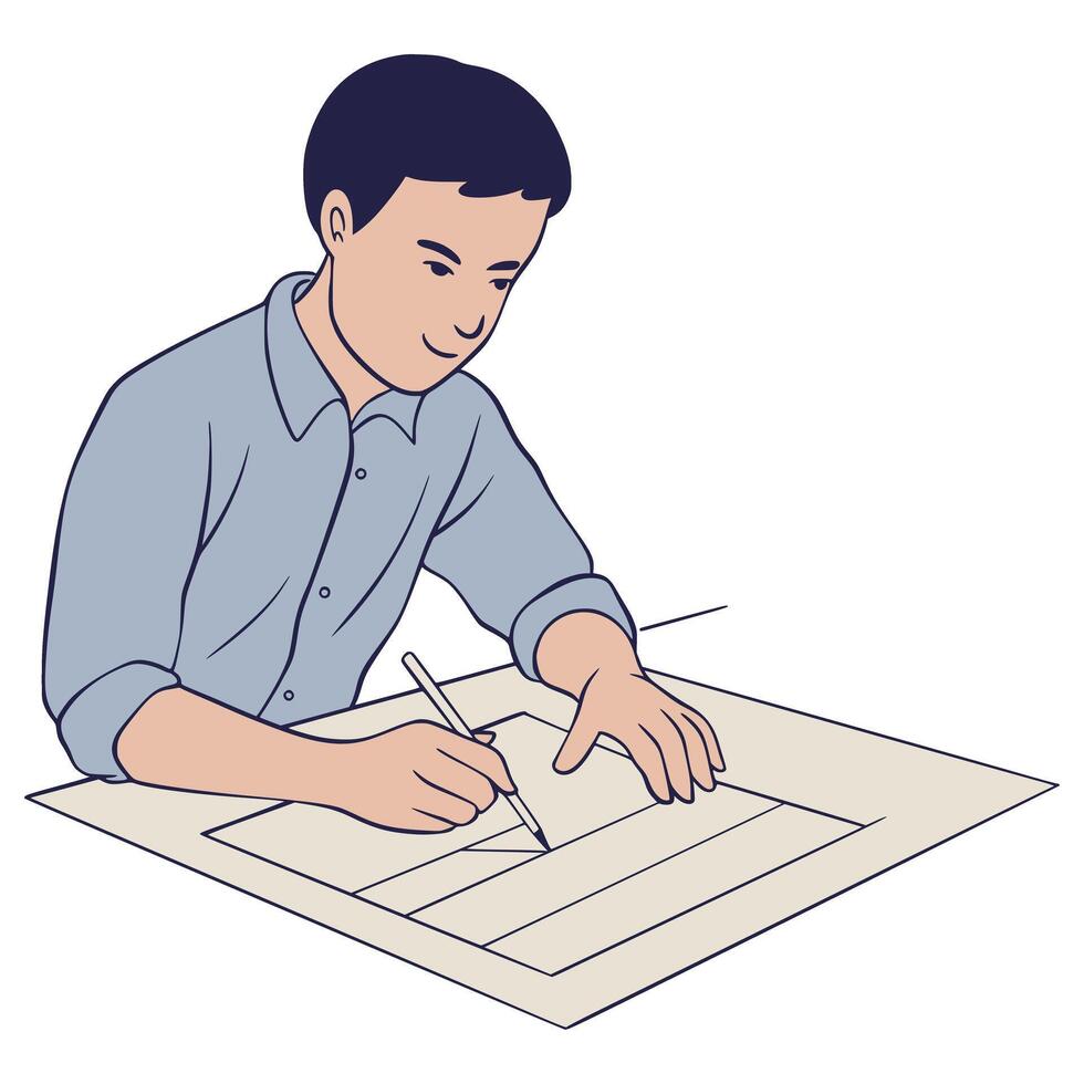 Drafting Architect Character Businessman Illustration vector