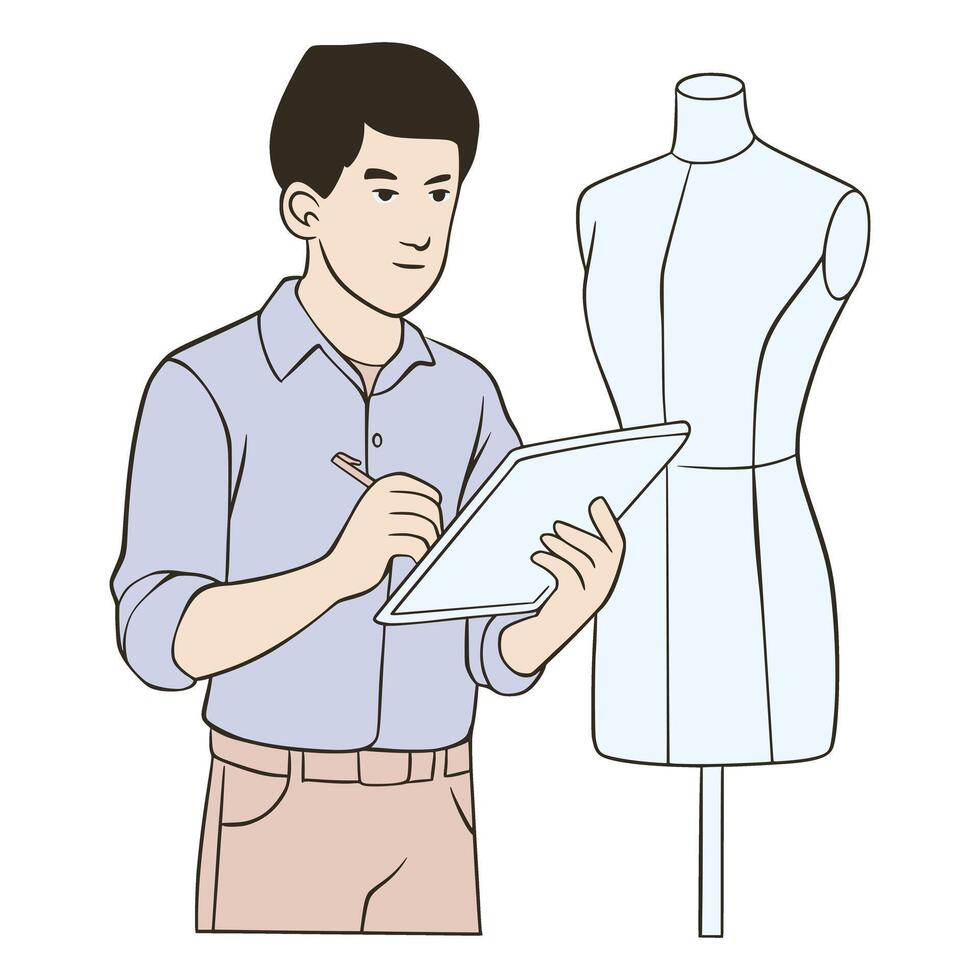 Man Fashion Designer Illustration Cartoon vector