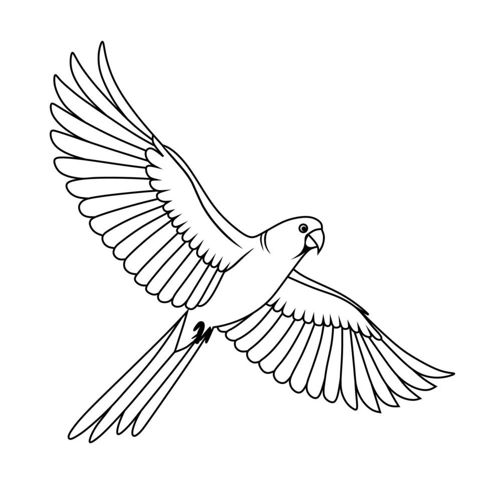 Line Art of Flying Lovebird vector