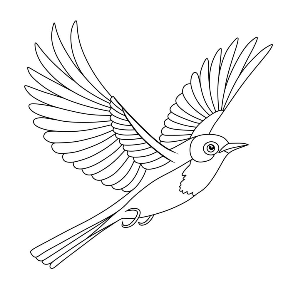 Line Art of Flying Hill Blue Flycatcher vector