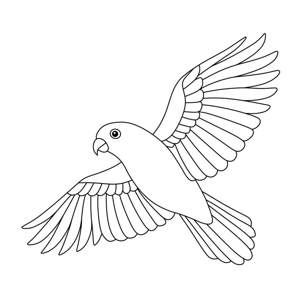 Line Art of Flying Hanging Parrot vector