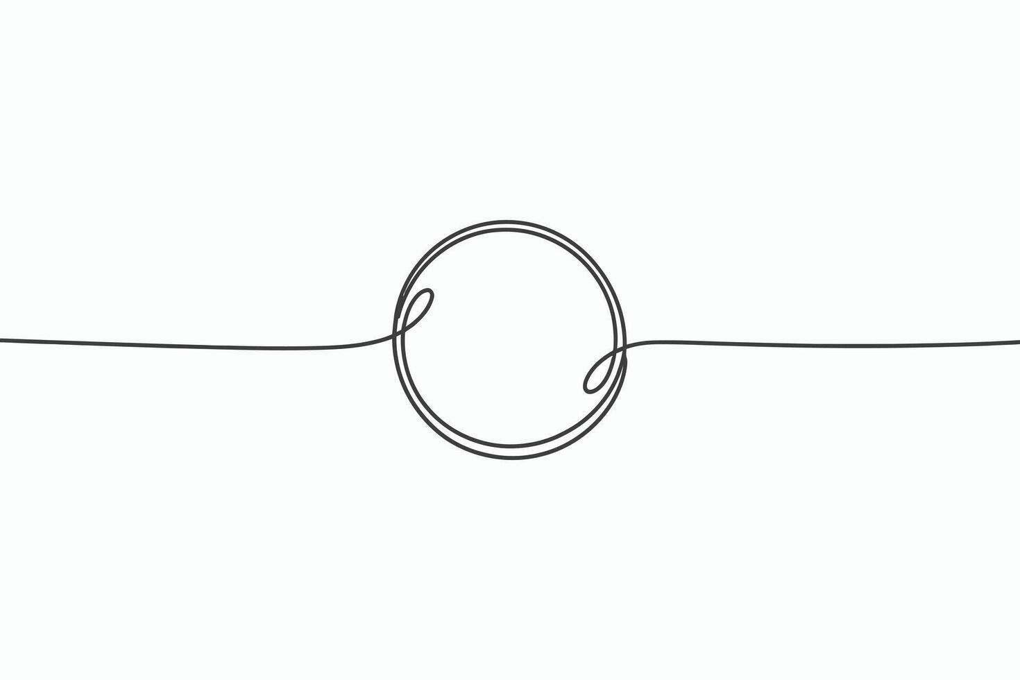 Minimalist single line drawing of a circle with flowing ends isolated on white background vector