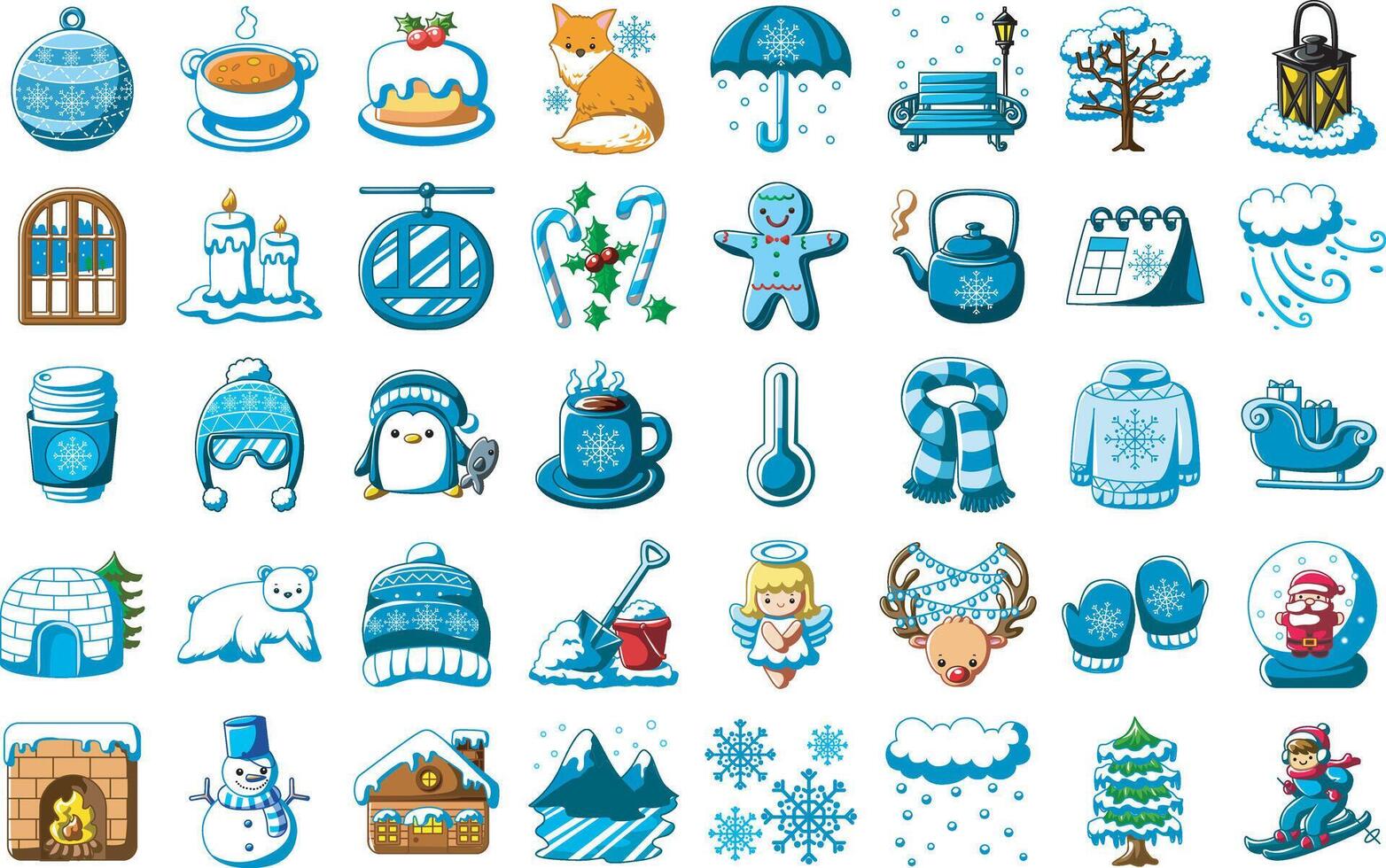 Variation of winter icon. Illustration of winter clip art icon for christmas decoration. vector