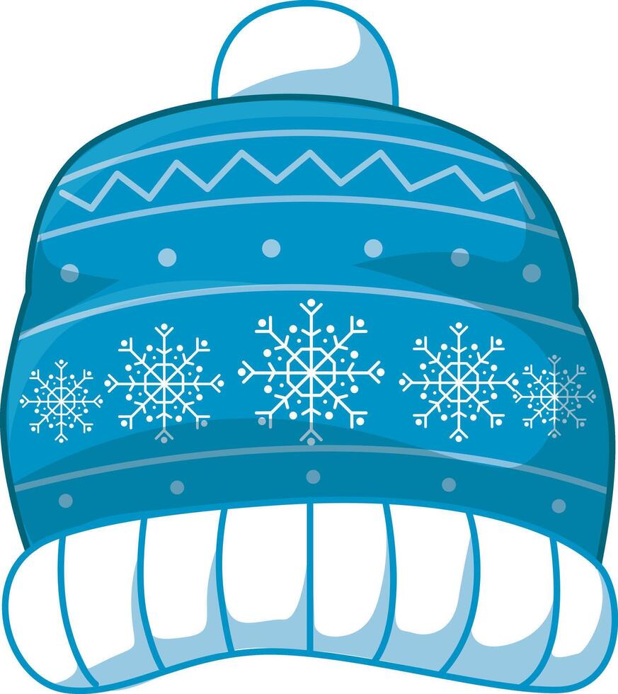 Winter hat in the snow. Illustration of winter clip art icon for christmas decoration. vector