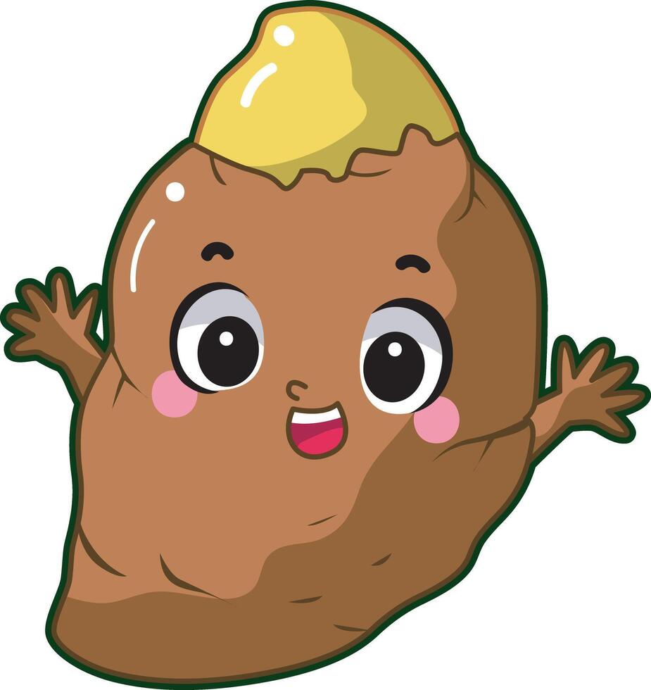 Easy vegetables drawing. Cute sweet potato veggie herbs icon. vector