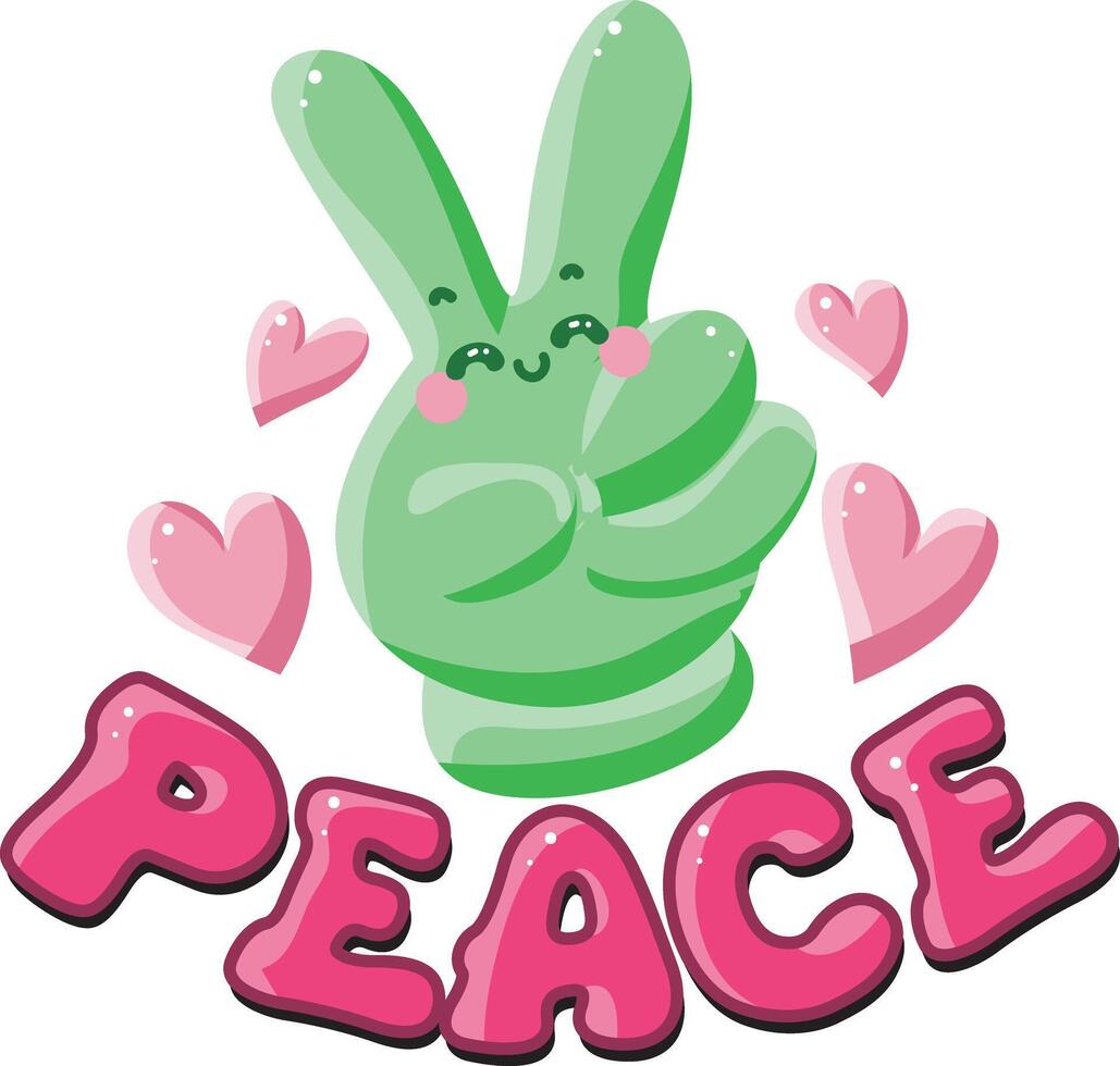 Peace text icon. Cute text sticker message illustration. Colorful positive quotes text. vector