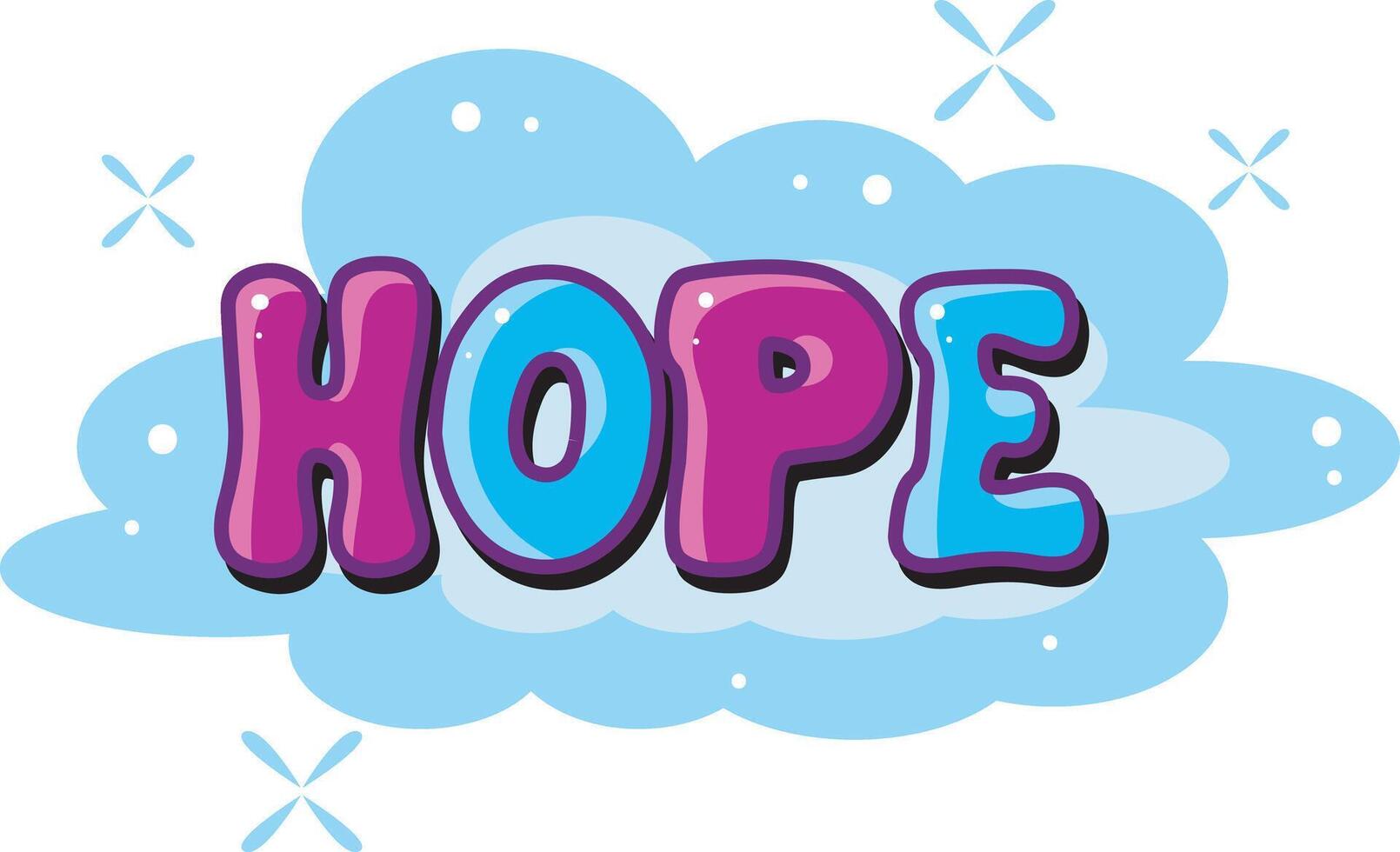 Hope text icon. Cute text sticker message illustration. Colorful positive quotes text. vector