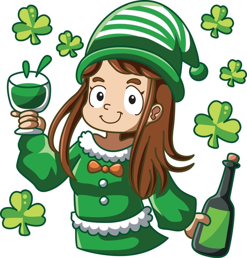 A girl in green costume. Cute Mardi Gras elements icon. vector