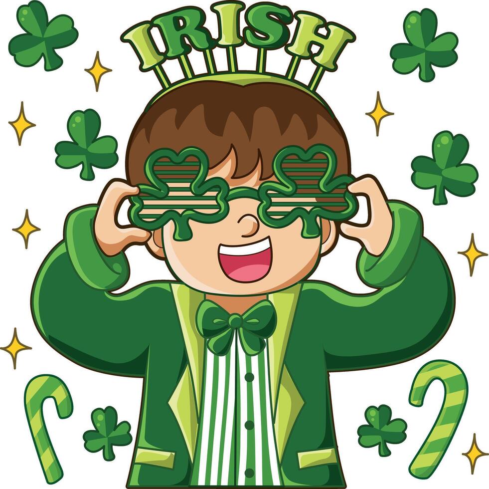 A man with green eyeglasses. Cute Mardi Gras elements icon. vector
