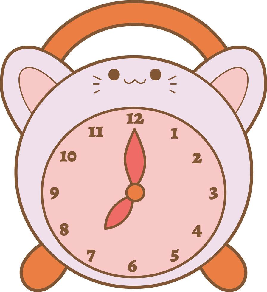 Alarm clock kitty icon. Flat icon set of study and learning. Student equipment art. vector