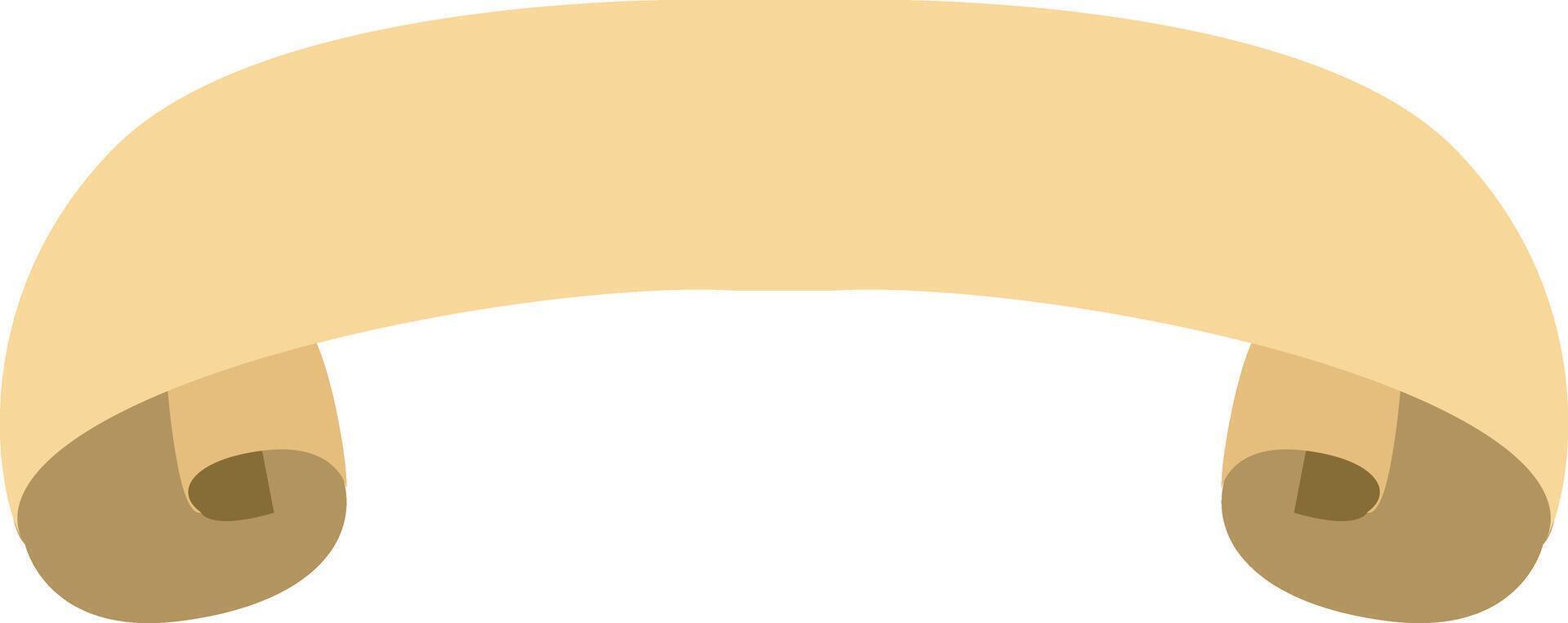 The banner curves downward.Simple yellow blank ribbon banner art. vector