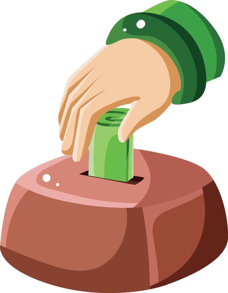 A hand give the donation. Hand drawn of moslem or Islam elements. vector