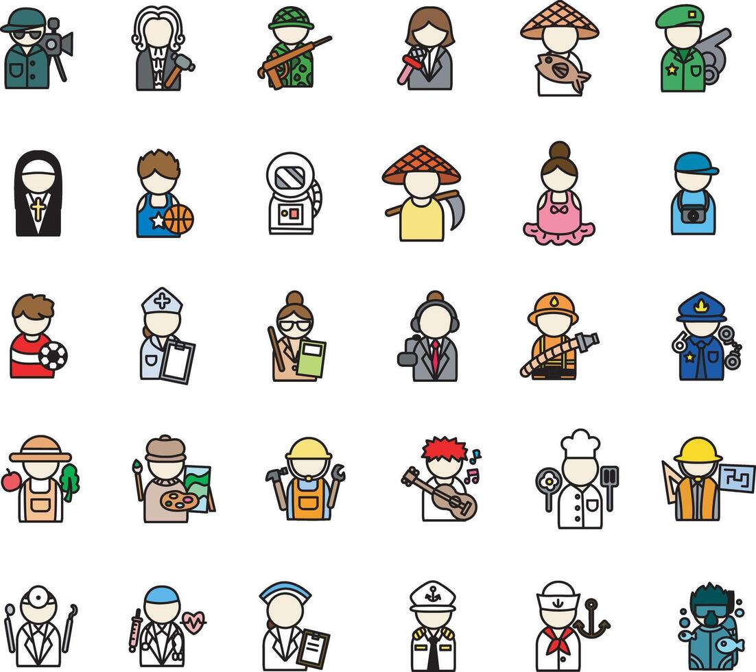 Variation of profession of people with simple illustration icon. vector