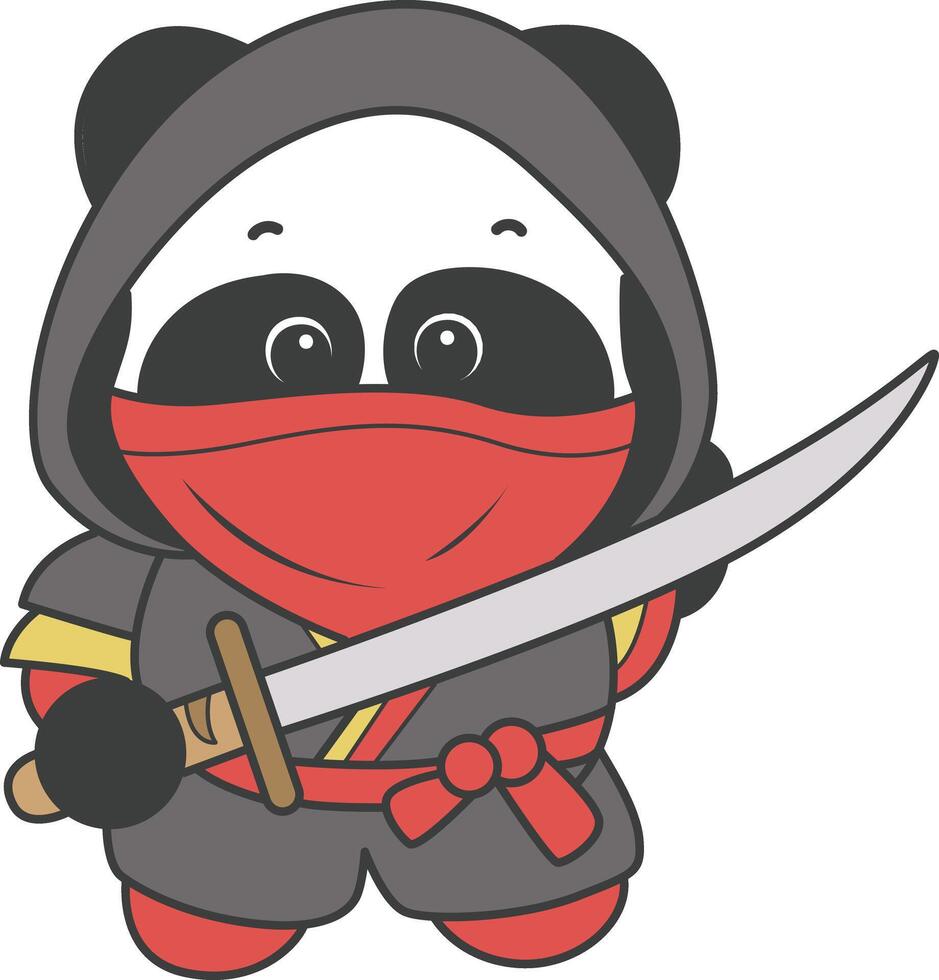 Panda with ninja costume. Illustration of cute panda costume icon. vector