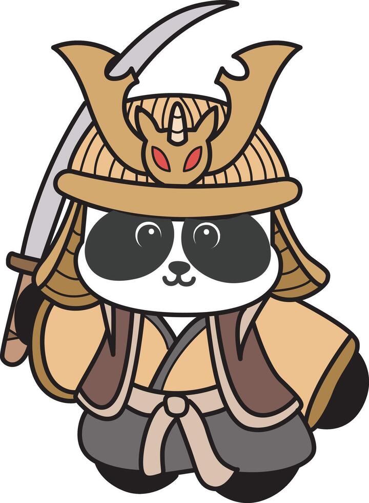 Panda with soldier costume. Illustration of cute panda costume icon. vector